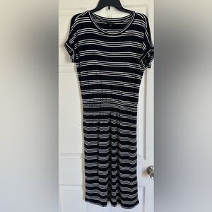 Banana Republic Black/White Striped Dress M Petite
